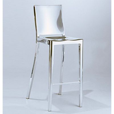 Silberner Hudson Barhocker von Emeco aus Aluminium, moderner Design-Barstuhl für Küche oder Bar.